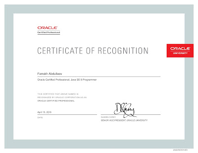 Oracle Java 8 Professional Certificate